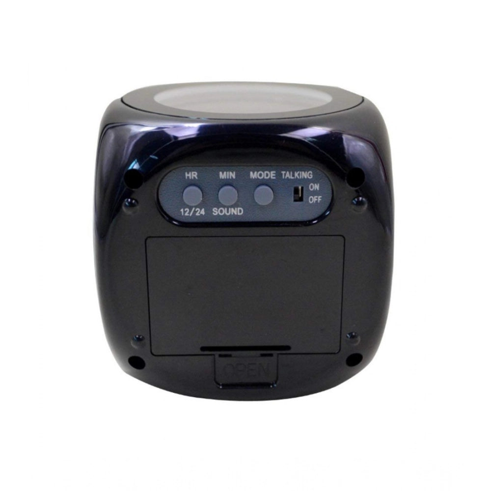 Tabletop Time Display with Voice Projection And Wake-Up Alarm Clock (Black)