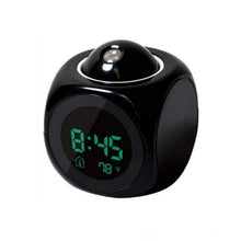 Tabletop Time Display with Voice Projection And Wake-Up Alarm Clock (Black)
