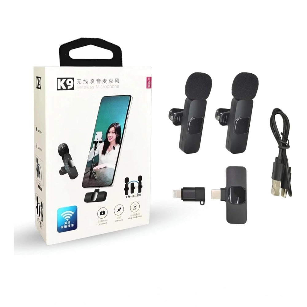 K9 Microphone, Digital Mini Portable Recording Clip Mic with Receiver (Single Piece)