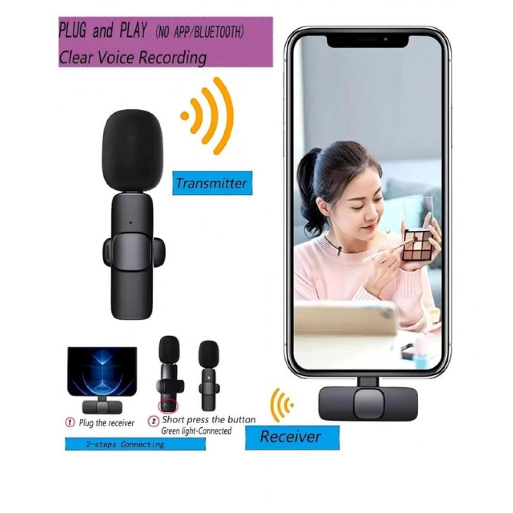 K9 Microphone, Digital Mini Portable Recording Clip Mic with Receiver (Single Piece)